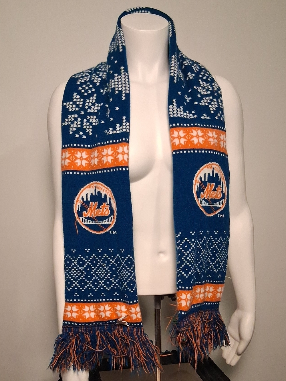 Blue and Orange Knit Team Scarf